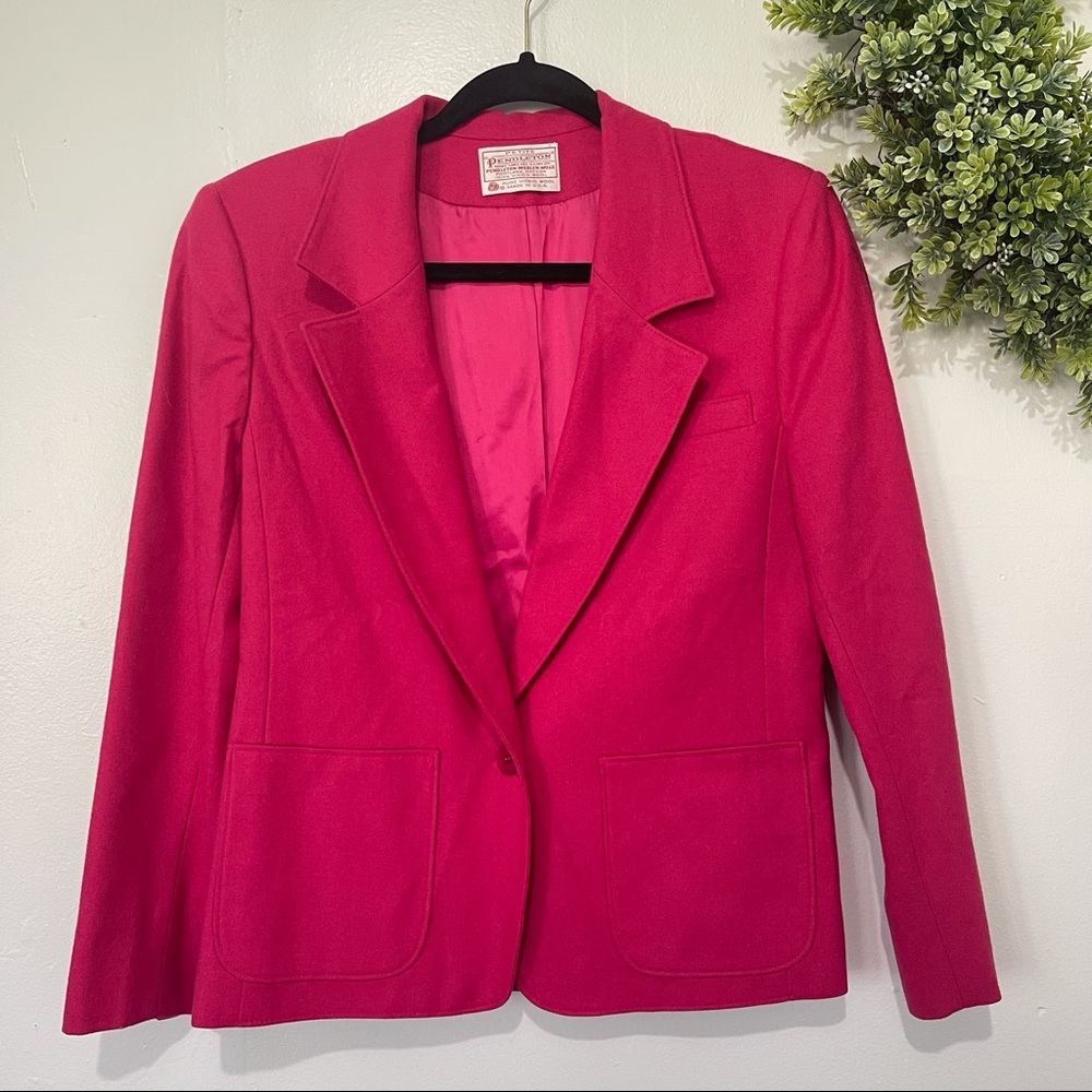 Pendleton 100% Virgin Wool Hot Pink Blazer Size 10
